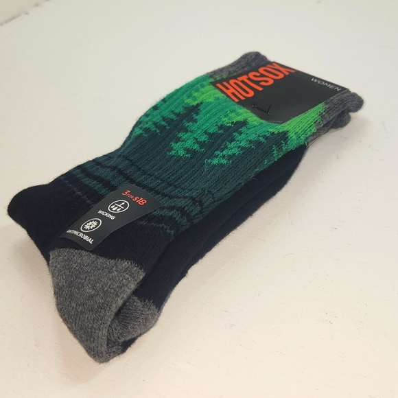 Hotsox Women's Green and Black Forest Tree Line Crew Novelty Socks - Picture 3 of 4